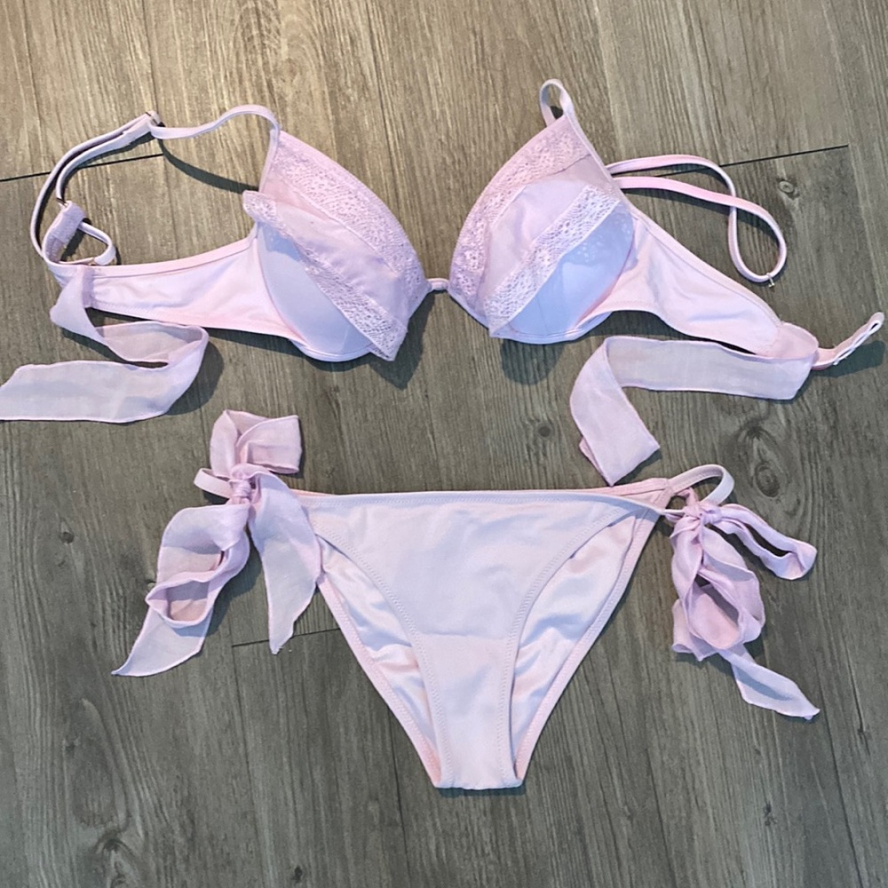 Baby Pink Victoria Secret Bikini- Ruffles & ties